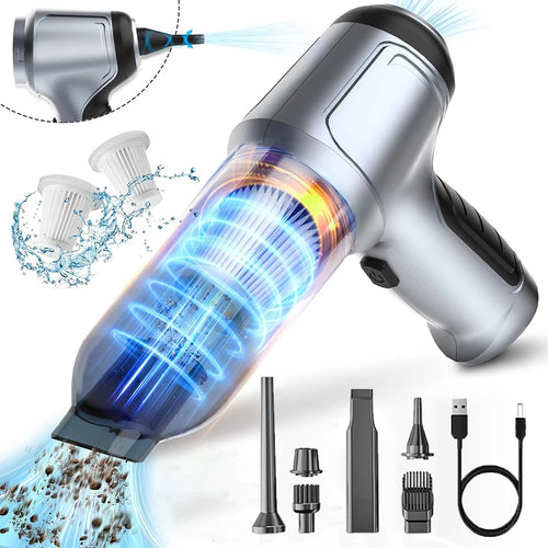 Portable cordless car vacuum cleaner with cleaning attachments