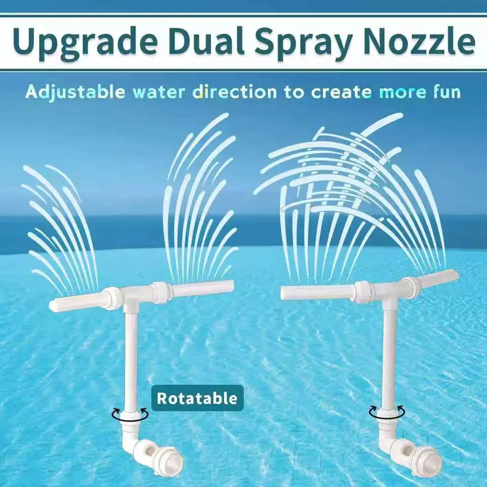 Adjustable dual spray pool fountain nozzle with rotatable water direction