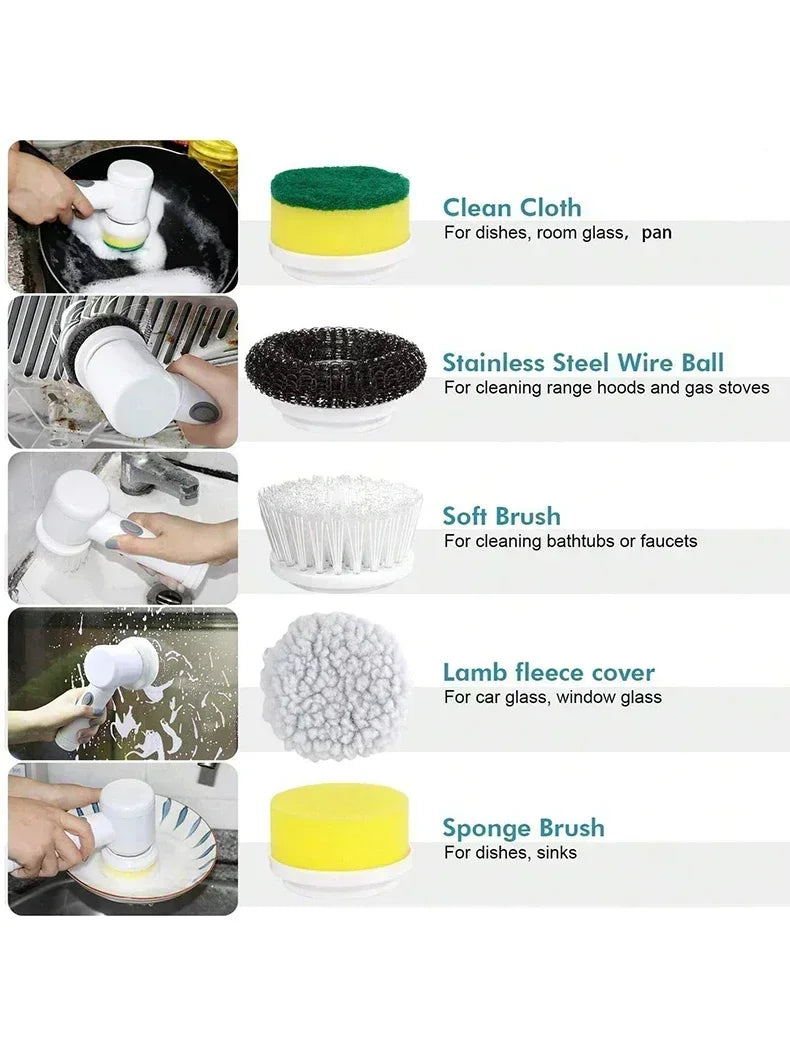 Electric spin scrubber replacement brush heads for multi surface cleaning