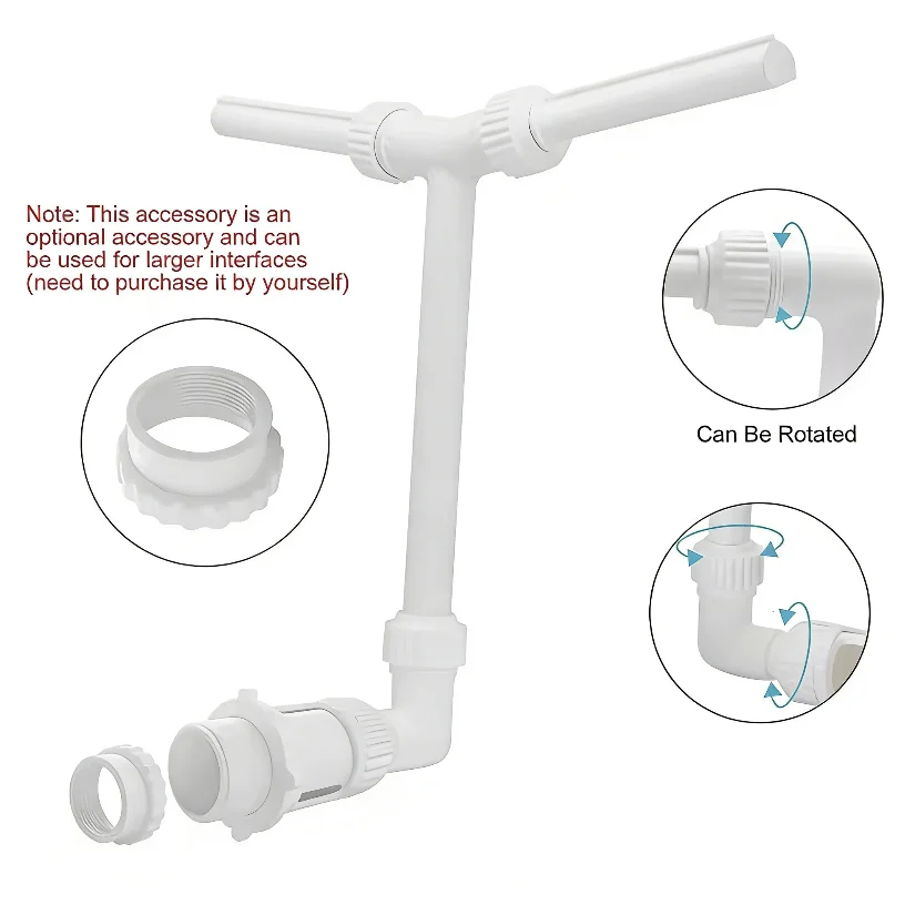 Rotatable connector attachment for dual spray swimming pool fountain