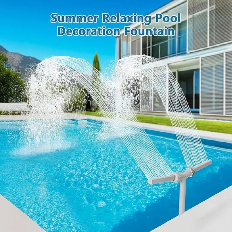 Dual spray swimming pool water fountain with adjustable waterfall sprinkler