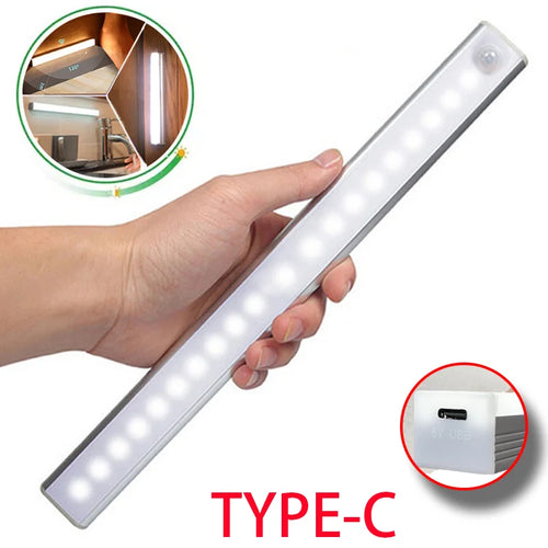 Motion Sensor LED Night Light USB-C Rechargeable Cabinet Closet Wardrobe Light
